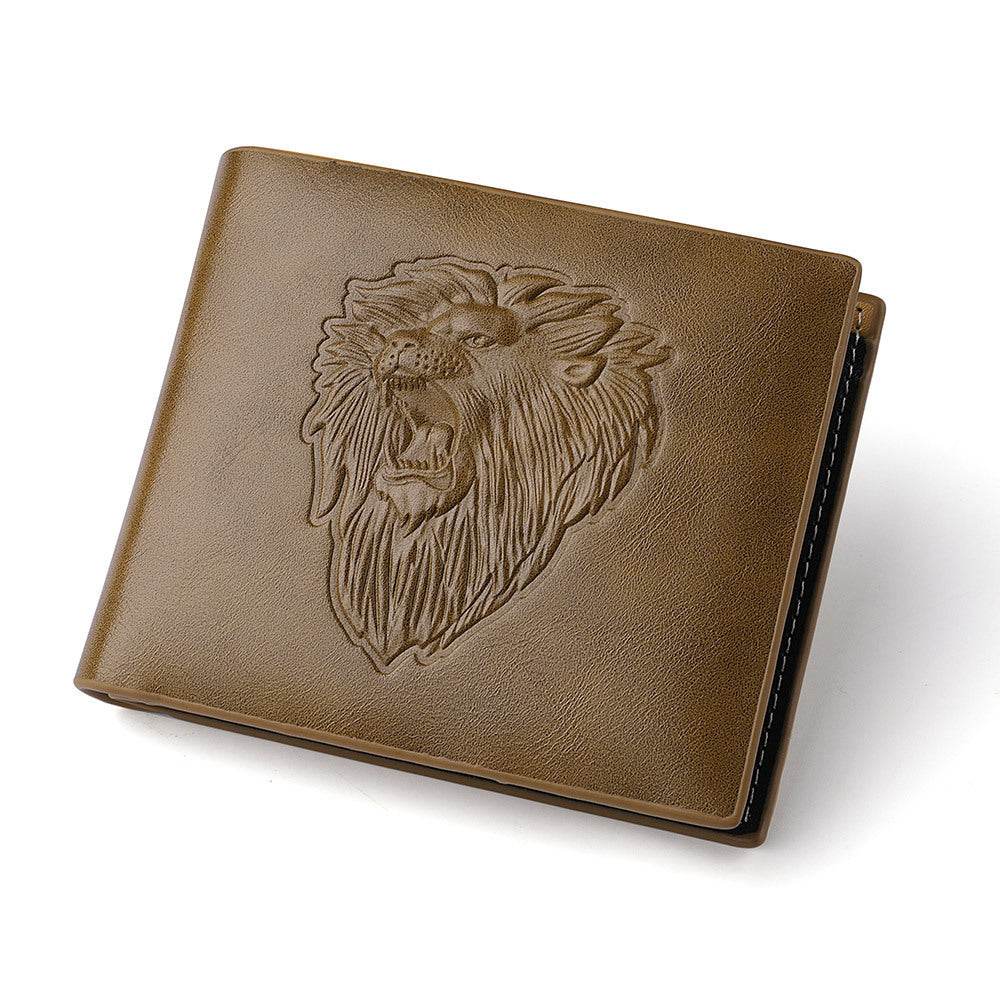 Men's Zipper Wallet - Lion Embossed Pattern, Stylish & Secure Design - Buy Center
