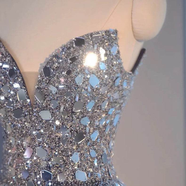 Buycenter Blue Heavy Industry Evening Dress - Sleeveless Tube Top Style - Buy Center