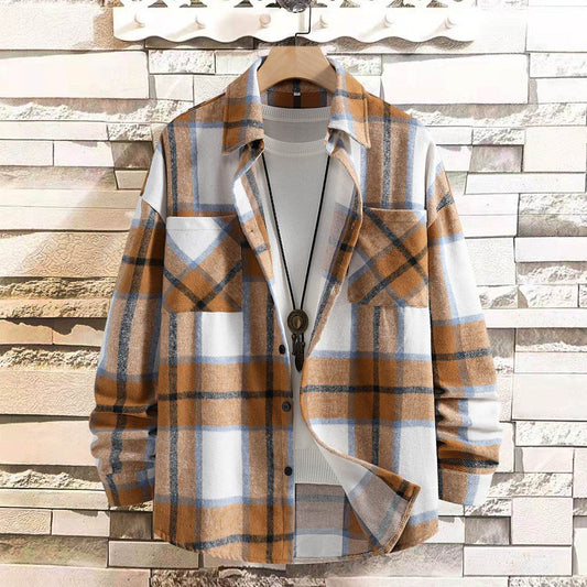 Buycenter Men's Autumn Plaid Coat - Trendy Loose Fit Blazer for Fall - Buy Center