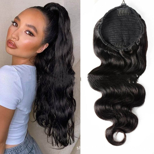 Natural Black Drawstring Ponytail Wig - Stylish Versatile Human Hair - Buy Center