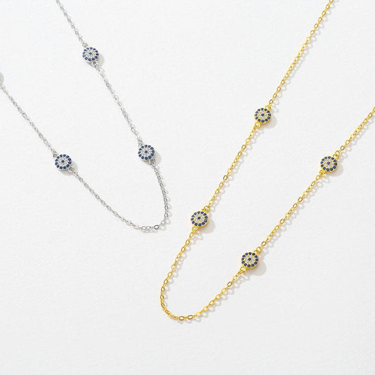 Niche Devil's Eye Necklace - 925 Silver Clavicle Chain for Women, Adjustable - Buy Center