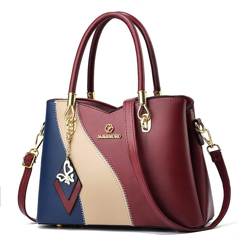 Large Capacity Contrast Color Handbag - Stylish Soft Leather Clutch - Buy Center