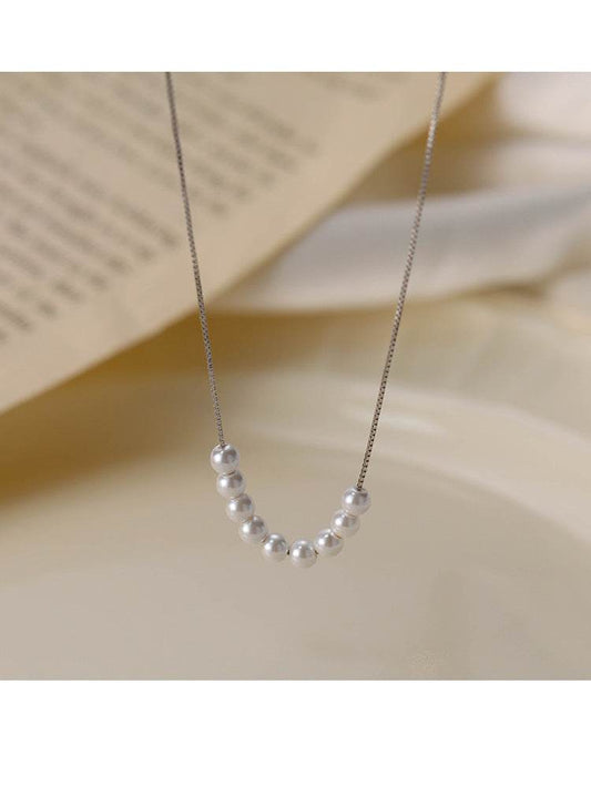 Buy Center 925 Silver Pearl Necklace for Women - Elegant Cold Style Clavicle Chain - Buy Center