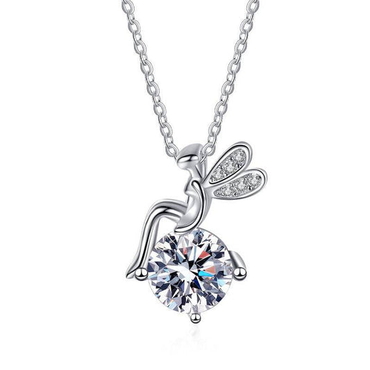 FARCENT Moissanite Necklace - 925 Sterling Silver Cartoon Style Charm - Buy Center