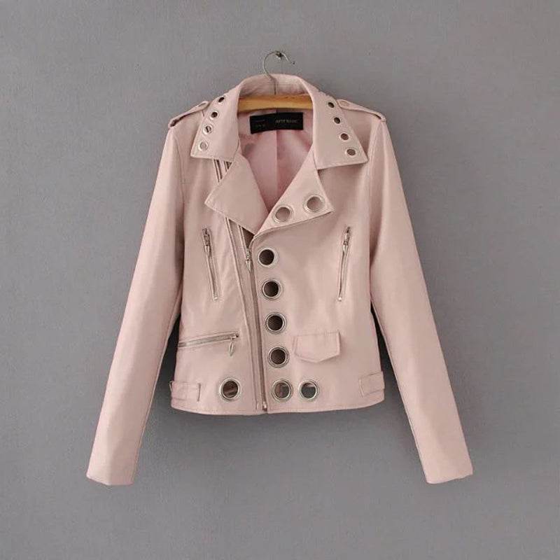 Buycenter Ladies Fashion PU Leather Jacket - Hollow Design, Urban Style - Buy Center