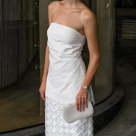 Irregular Fashion Tube Top Vest - Trendy Black & White Cotton Blazer - Buy Center