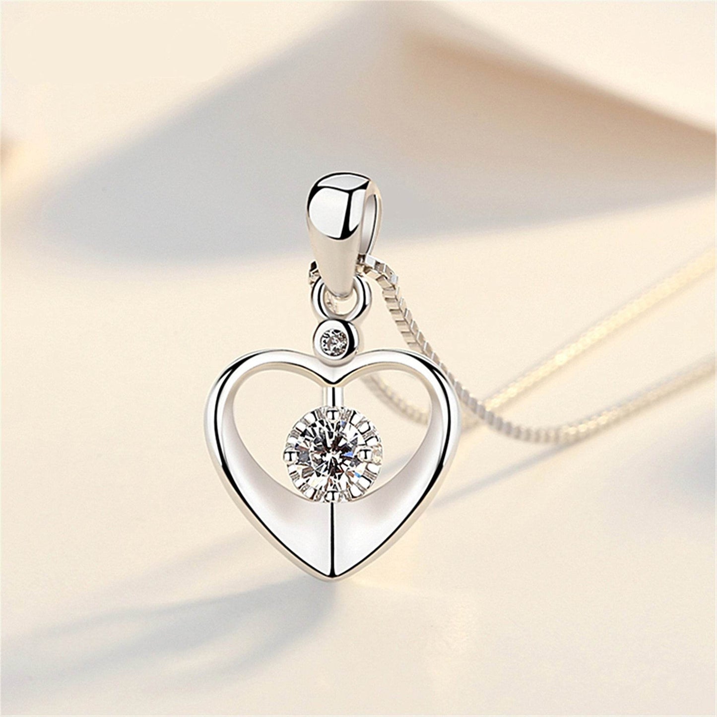 Buy Center Heart Pendant Necklace - Elegant Couple Clavicle Chain - Buy Center
