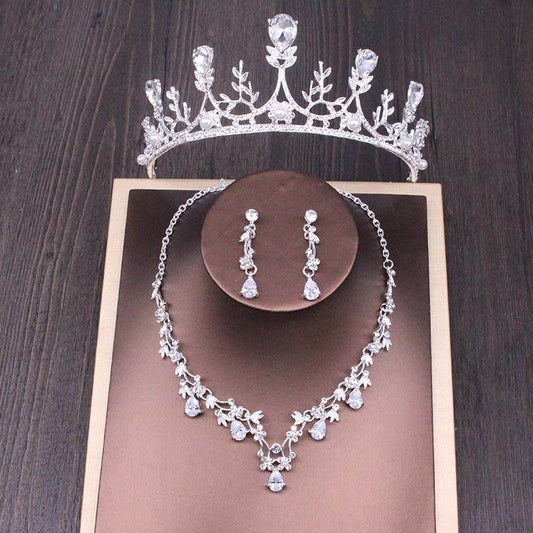 Elegant Bridal Rhinestone Crown Necklace Set - Perfect Wedding Jewelry 2025 - Buy Center