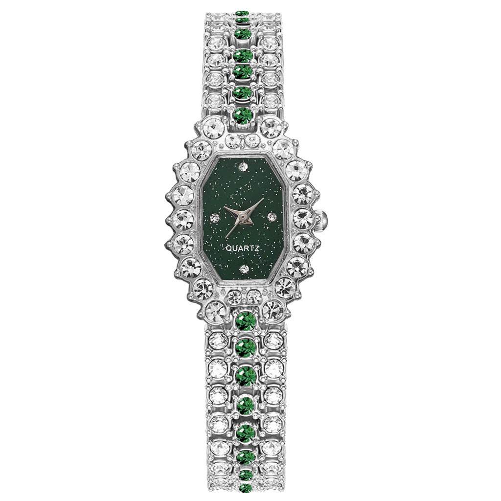 Elegant Ladies Diamond Watch - Starry Emerald Quartz Fashion Timepiece - Buy Center
