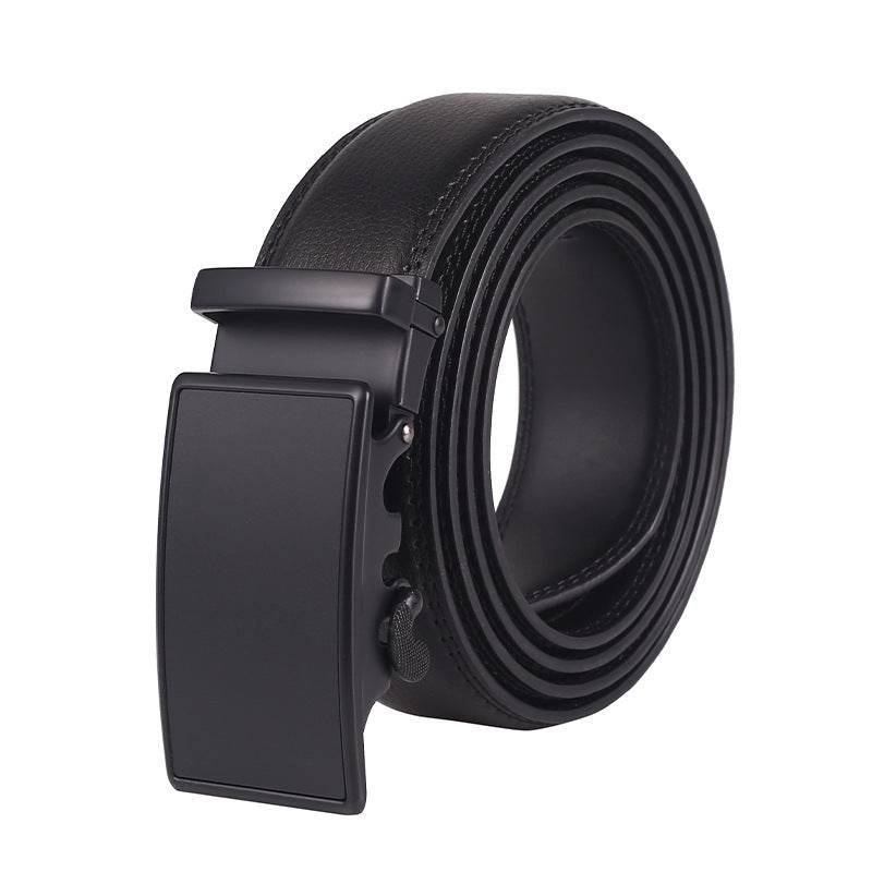 Men's Leather Automatic Buckle Belt - Two-Layer Cowhide, Embossed Style - Buy Center