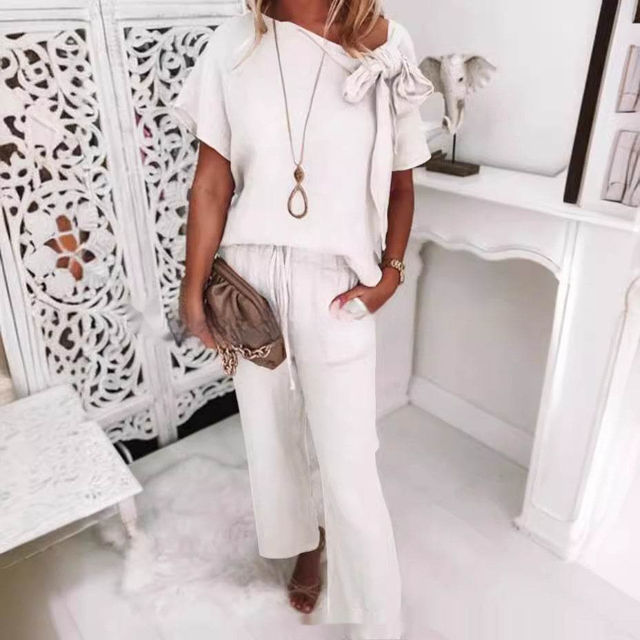 Casual Female Cotton Pants Suit - A-Line Skirt for Summer Comfort - Buy Center