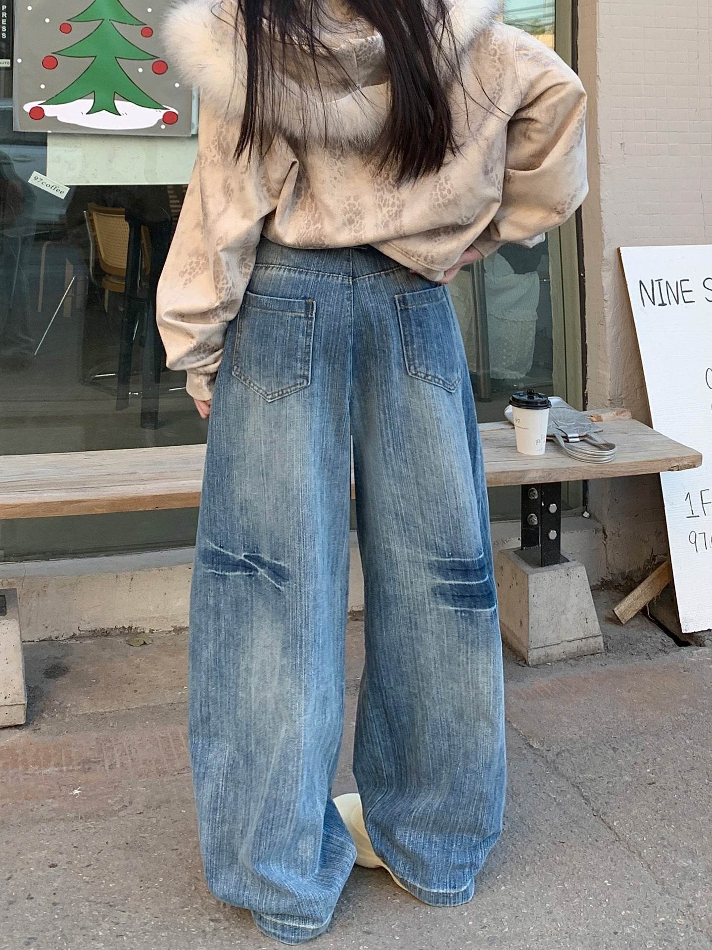 Trendy Washed Distressed Machete Jeans for Women - High-Waisted Style - Buy Center