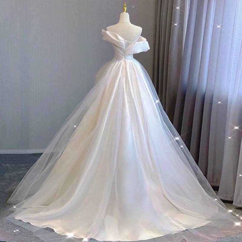 Temperament Princess Style Satin Wedding Dress - Elegant & Flattering Fit - Buy Center