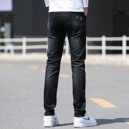 Men's Slim Straight Denim Trousers - Comfortable Stretch Fit for Spring/Summer - Buy Center
