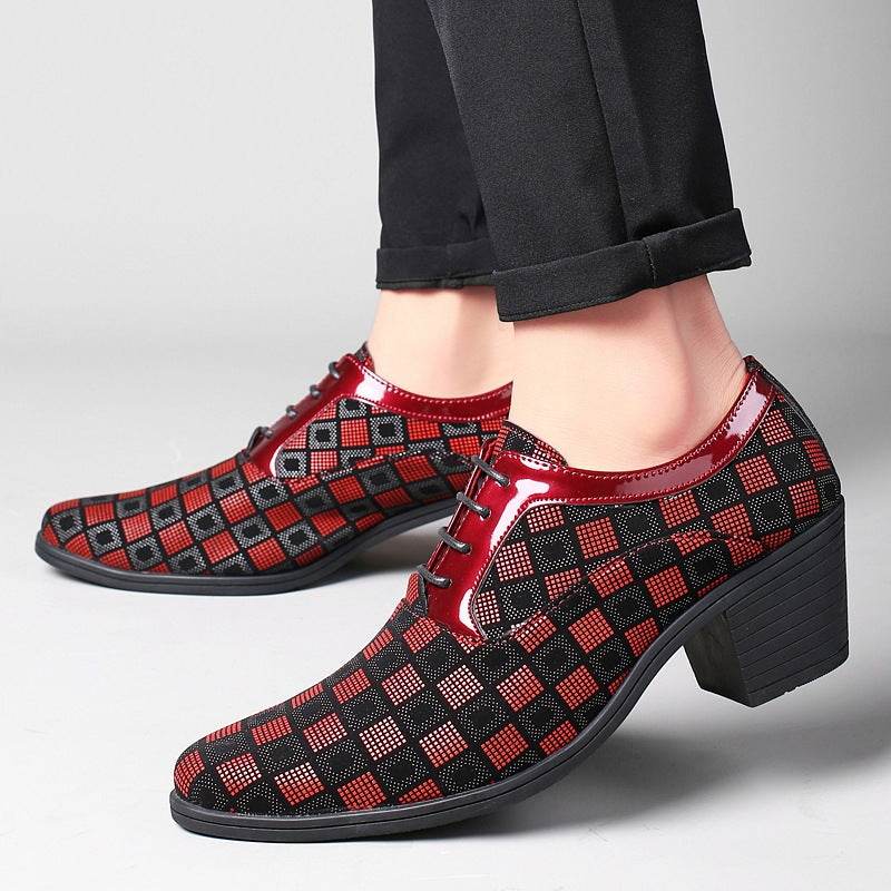 Buycenter Men's Thick Heel Pointy Toe Leather Shoes - Stylish & Comfortable - Buy Center