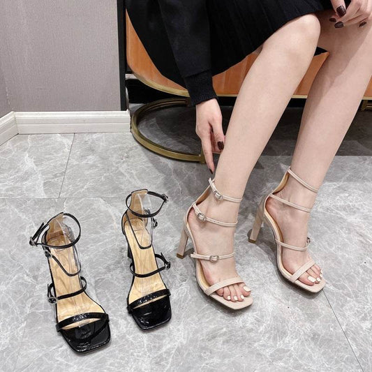 Stylish Hollow High Heel Sandals - Square Toe Buckle Pumps for Women - Buy Center