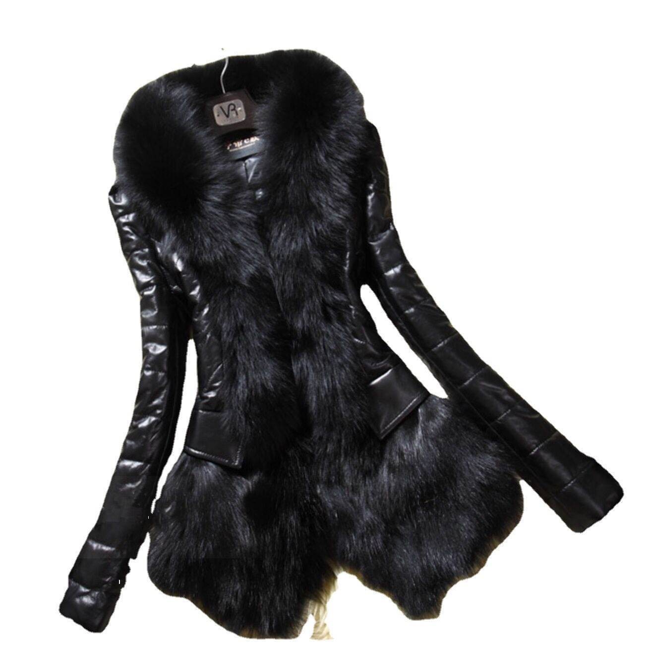 Buycenter Faux Fur Collar Leather Jacket - Stylish Black PU Coat for All Sizes - Buy Center