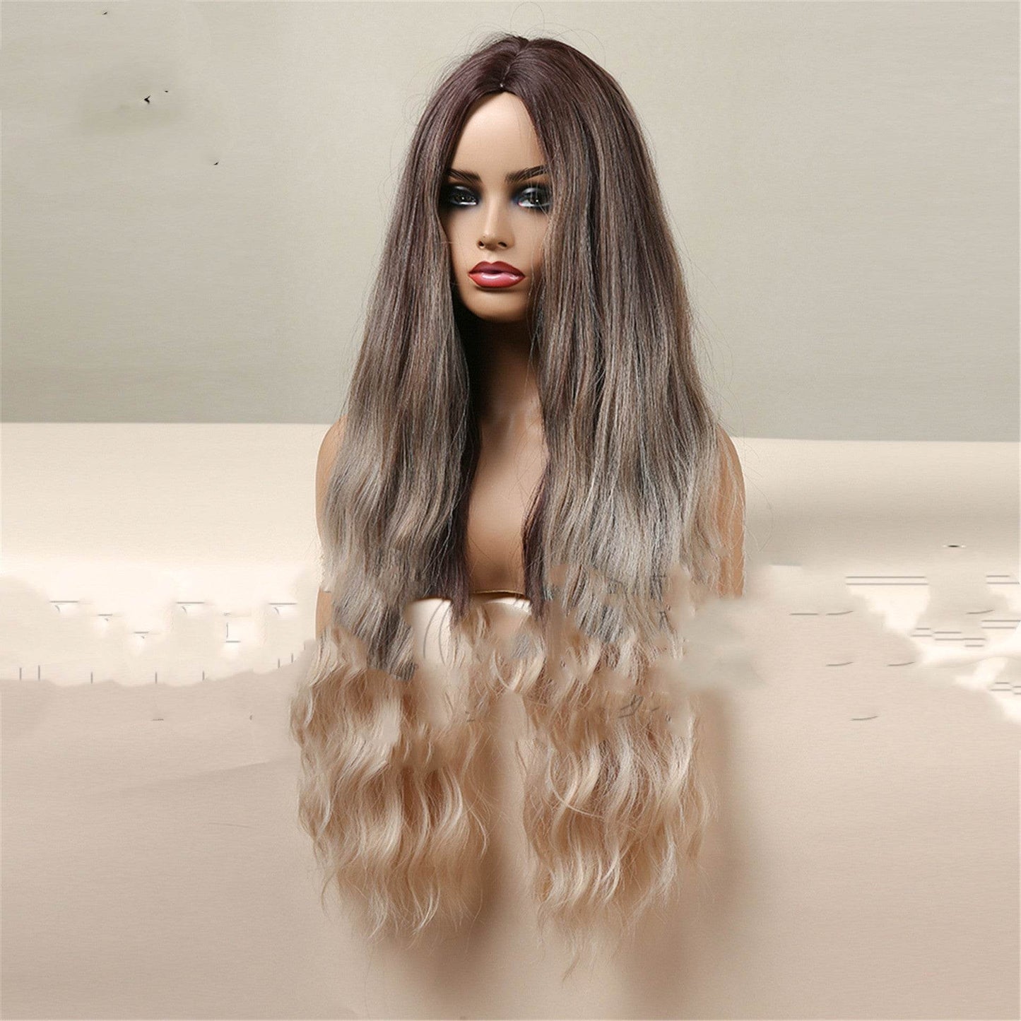 Medium Brown Gradient Blonde Long Curly Wig - Lightweight & Glamorous - Buy Center