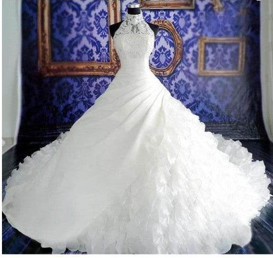 High-End Lace Wedding Dress - Elegant Big Tail, Sizes S to 5XL - Buy Center