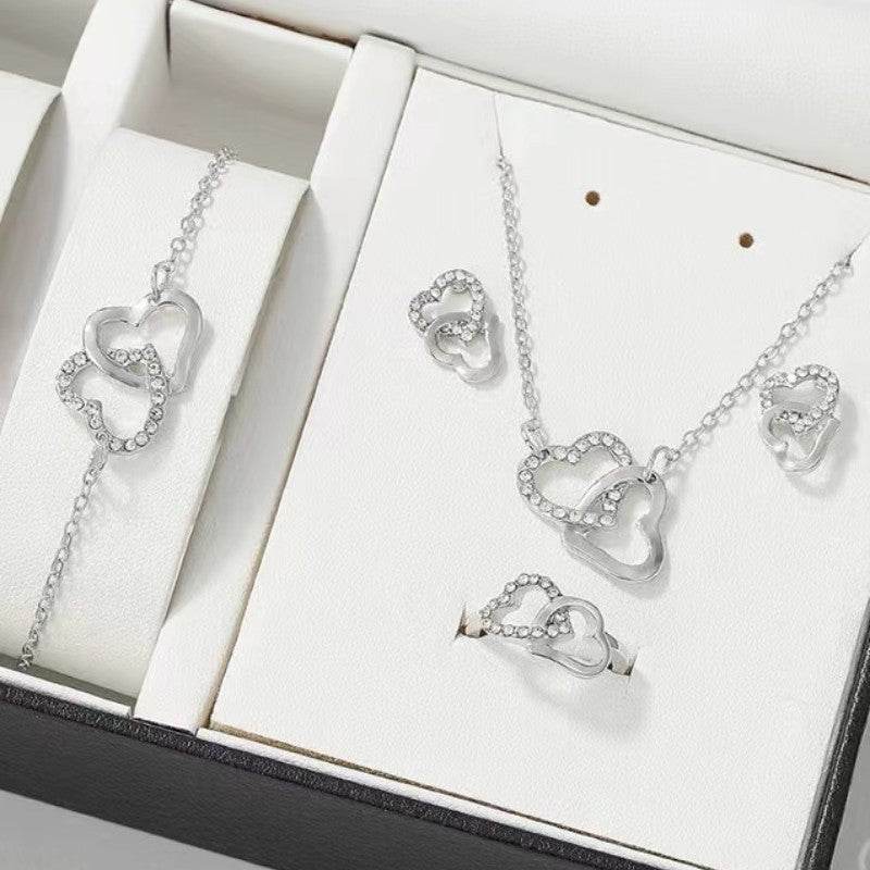 Buy Center Women's All-match Jewelry Set - Heart Shape Necklace & Rings - Buy Center