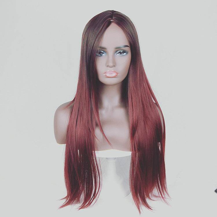 Long Straight Gradient Fake Hair - Chic Synthetic Wig for All Skin Tones - Buy Center