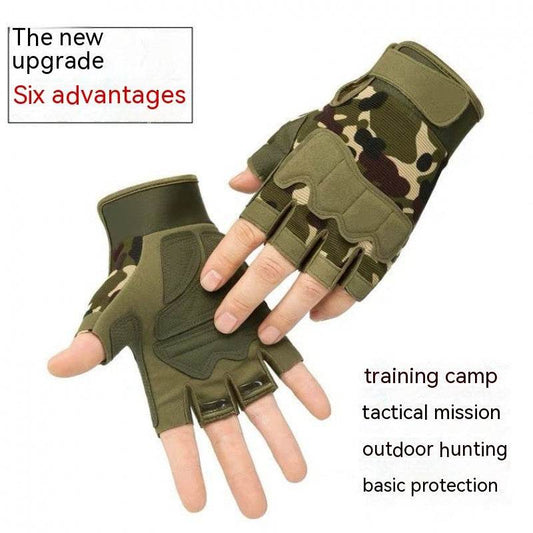 Camouflage Short Finger Gloves - Unisex for Motorcycle Riding & Outdoor Use - Buy Center