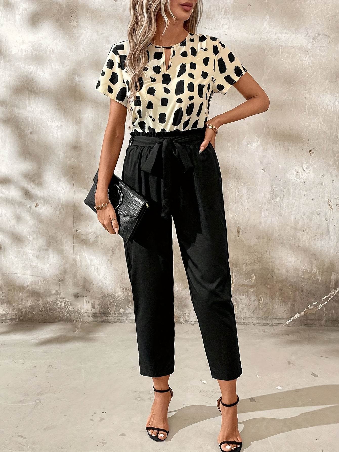 Autumn Women's Bat Wing Sleeve Top & Solid Color Trousers Set - Buy Center