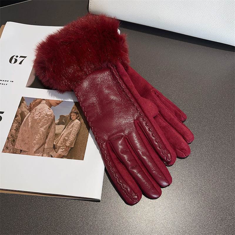 PU Leather Suede Gloves for Women - Touch Screen & Winter Warmth - Buy Center