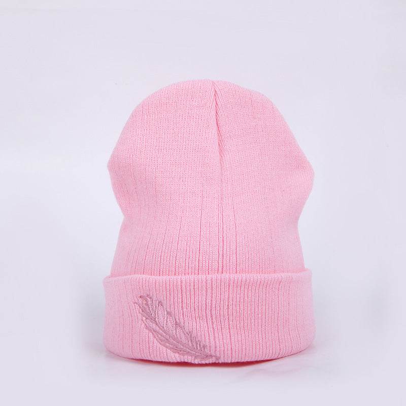Buycenter Versatile Embroidered Feather Knit Hat - Winter Baseball Cap - Buy Center