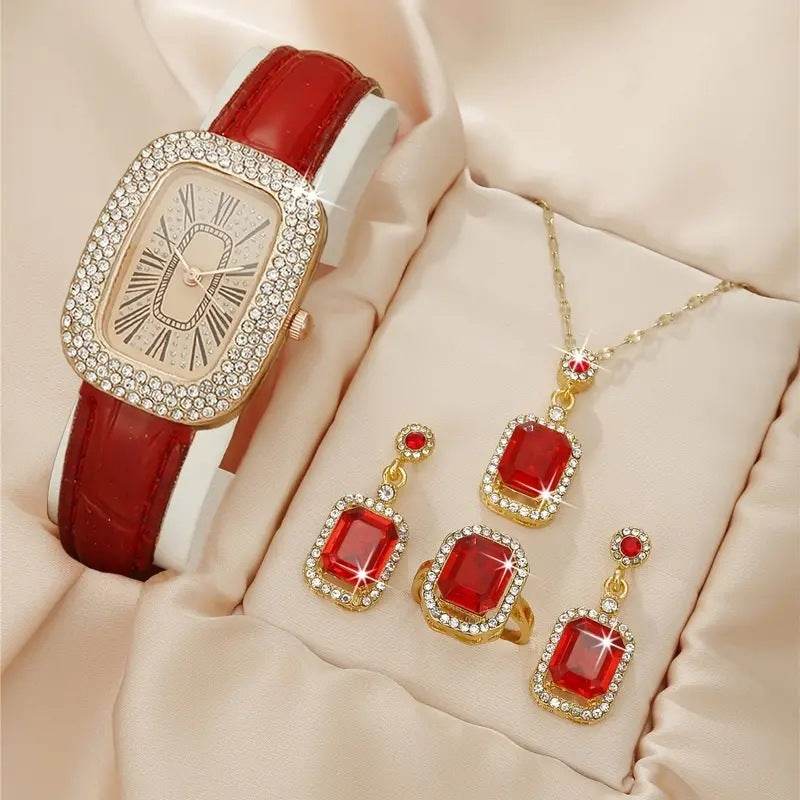 Women's Fashion Quartz Watch Set - Diamond Belt & Jewelry Accessories - Buy Center