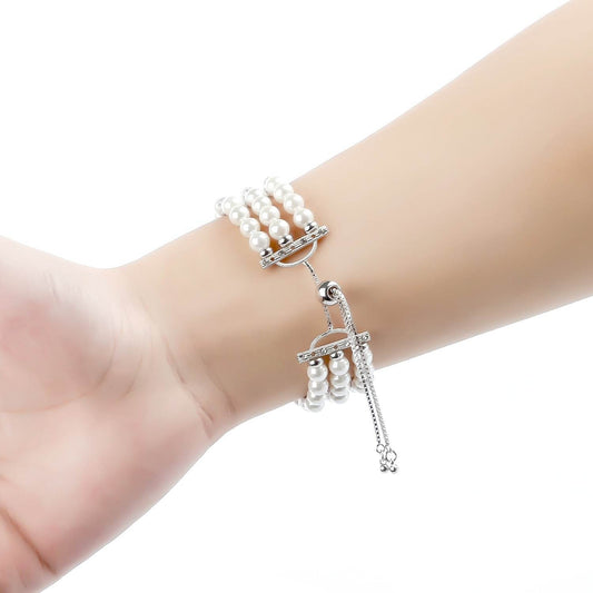 Elegant Pearl Strap Stretch Bracelet - Versatile Jewelry for Every Occasion - Buy Center
