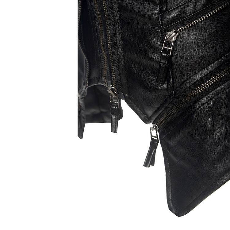Buycenter Slim Leather Jacket - Punk Style, Zipper Closure, Long Sleeve - Buy Center