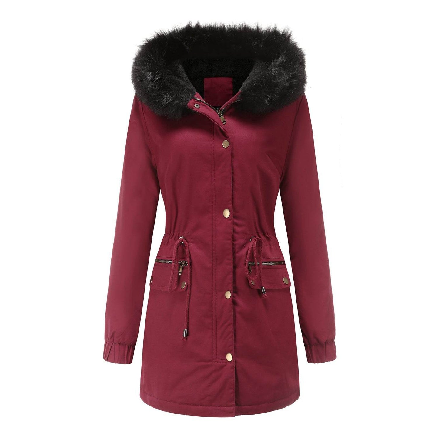 Women's Mid-Length Fur Collar Coat - Stylish Padded Jacket for Commuting - Buy Center