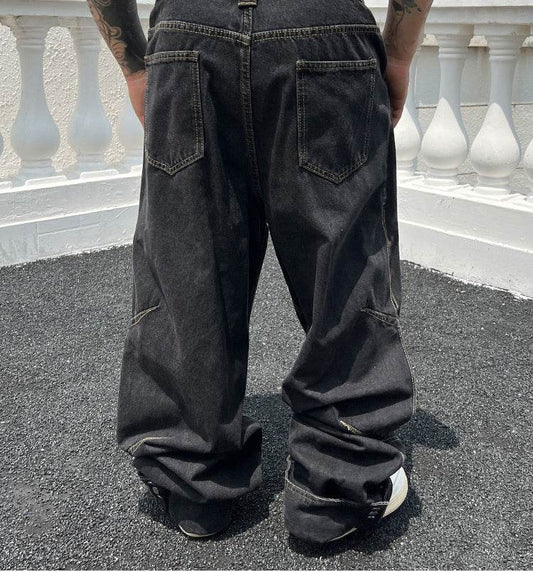 Solid Color Casual Jeans - Retro Straight-Leg Pants for Trendy Men - Buy Center