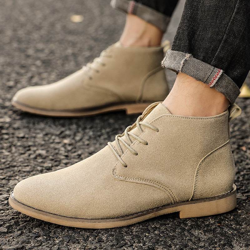 Retro British Men's Business Boots - Stylish PU Leather High Tops - Buy Center