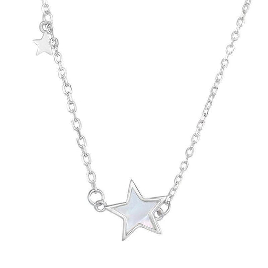 Elegant S925 Silver Star Necklace with Shell Pendant - Korean Style - Buy Center