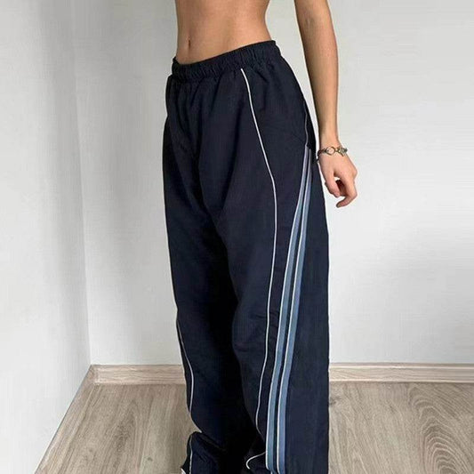 Casual Offset Side Flanges Sweatpants - Stylish Blue Fashion Pants - Buy Center