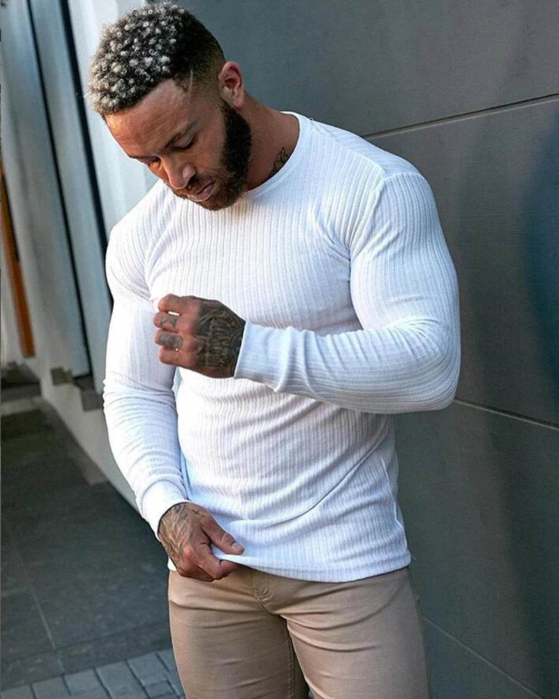 Muscleguys Casual Slim Fit Sweater - Men's Long Sleeve Pullover - Buy Center