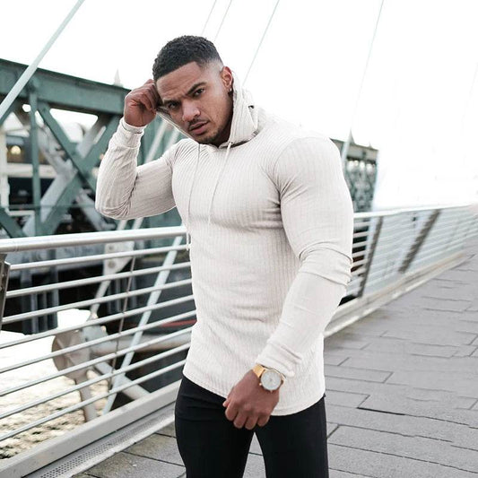 New Spring Fitness Hooded Sweaters Men Warm Turtleneck Sweaters Slim Fit Sports Pullover Men Sweater Gym Knitwear Pull Homme - Buy Center