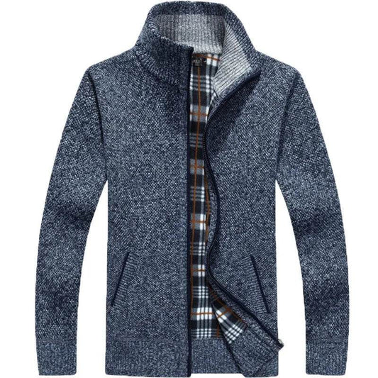Curocin Men's Fleece Knitted Cardigan - Long Sleeve, Casual Plus Size - Buy Center