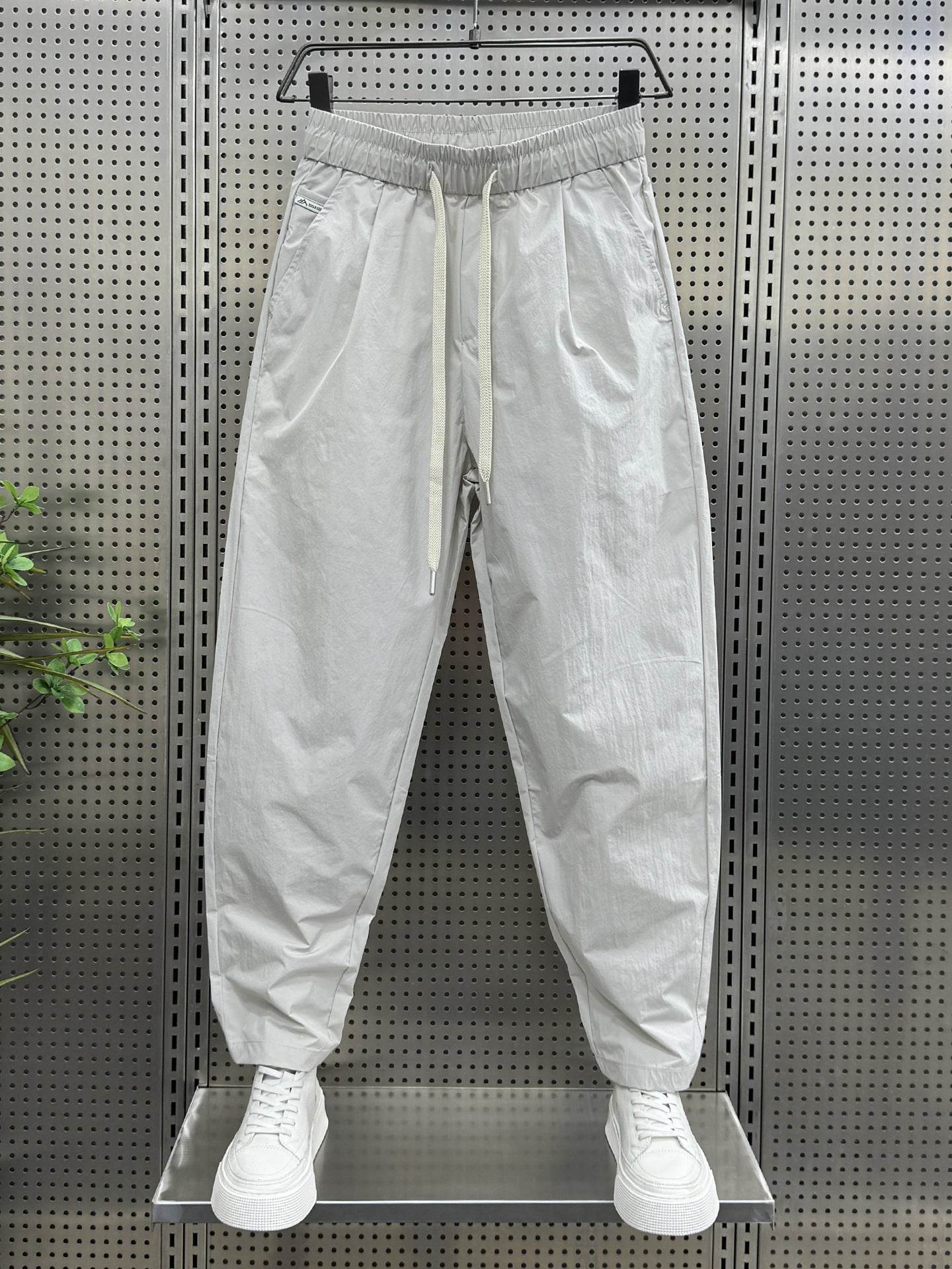 Men's Casual Ankle-Length Sports Pants - Solid Color High Waist Trousers - Buy Center