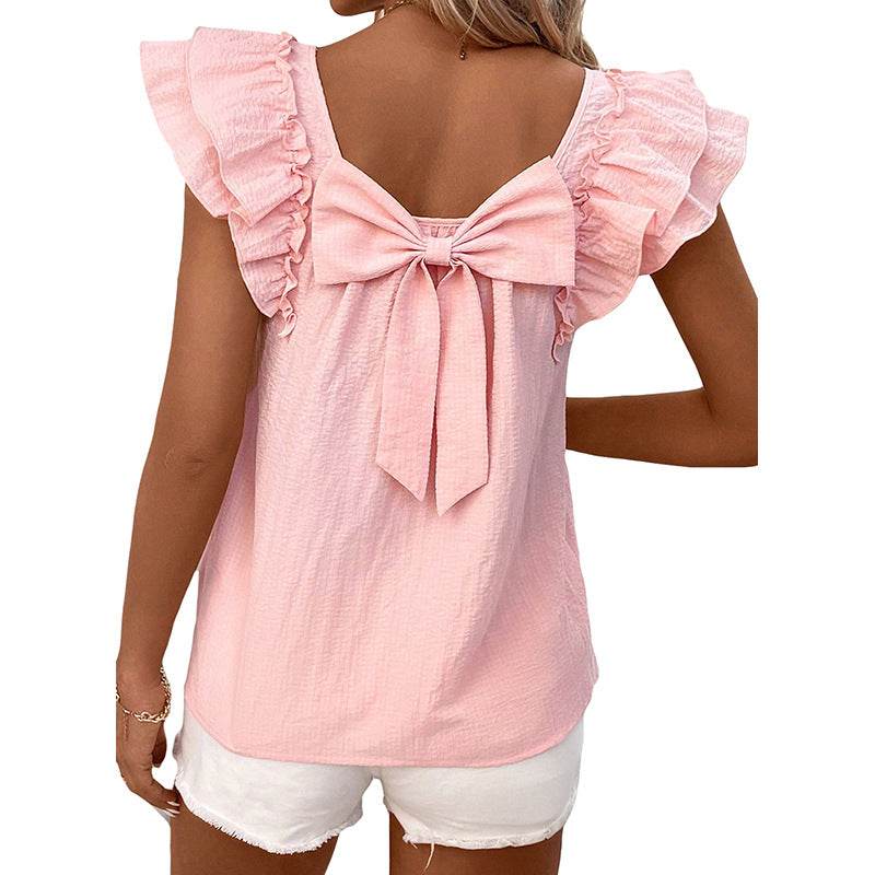 Buycenter Women's Short-Sleeved T-Shirt with Bow - Casual Loose Fit - Buy Center