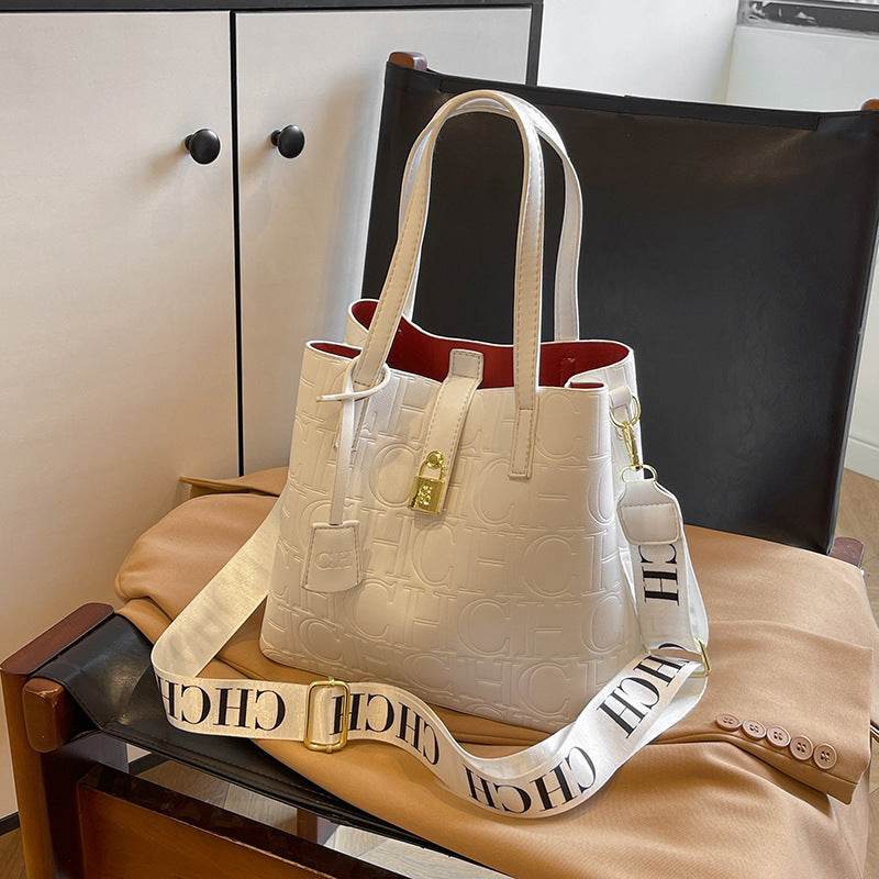 Buycenter Retro One-Shoulder Bucket Bag - Solid Color, Fashionable Design - Buy Center