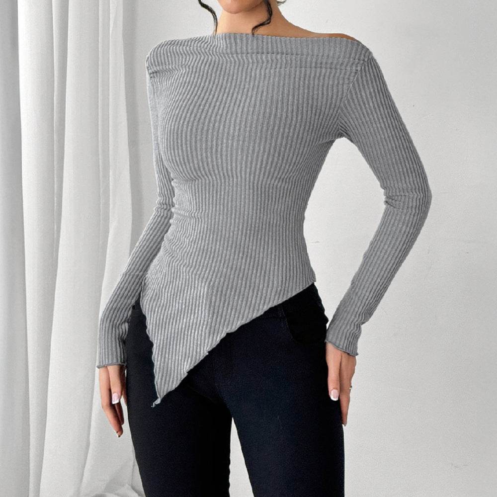 Buycenter Women's Elegant Knit Casual Top - Solid Color Pullover Sweater - Buy Center