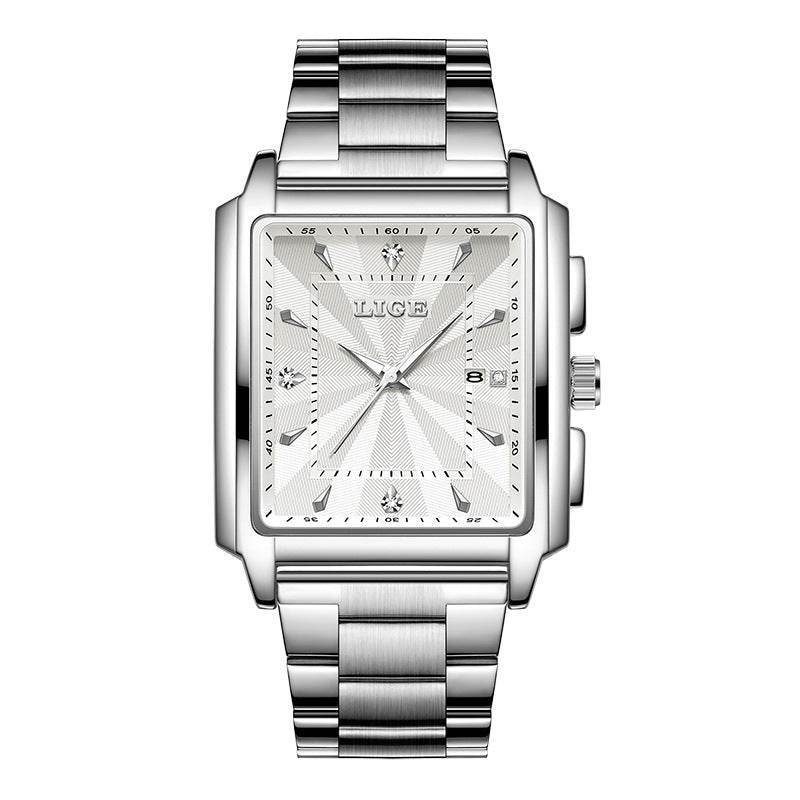 Buycenter Men's Square Dial Steel Belt Watch - Stylish and Modern Design - Buy Center
