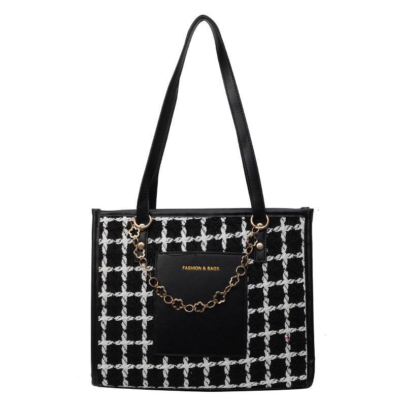 Buycenter Large Capacity Plaid Tote - Fashionable All-Matching Design - Buy Center