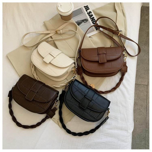 Retro Stone Pattern Underarm Saddle Bag - Stylish Clutch with Straps - Buy Center