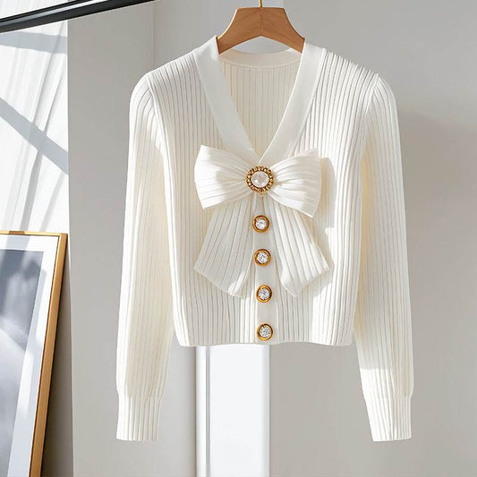 Buycenter Chic White Long-Sleeved Sweater - High-End Casual Fashion - Buy Center