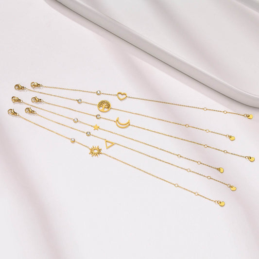 Buy Center Stainless Steel Thin Bracelet - Sun, Moon & Star Design - Buy Center