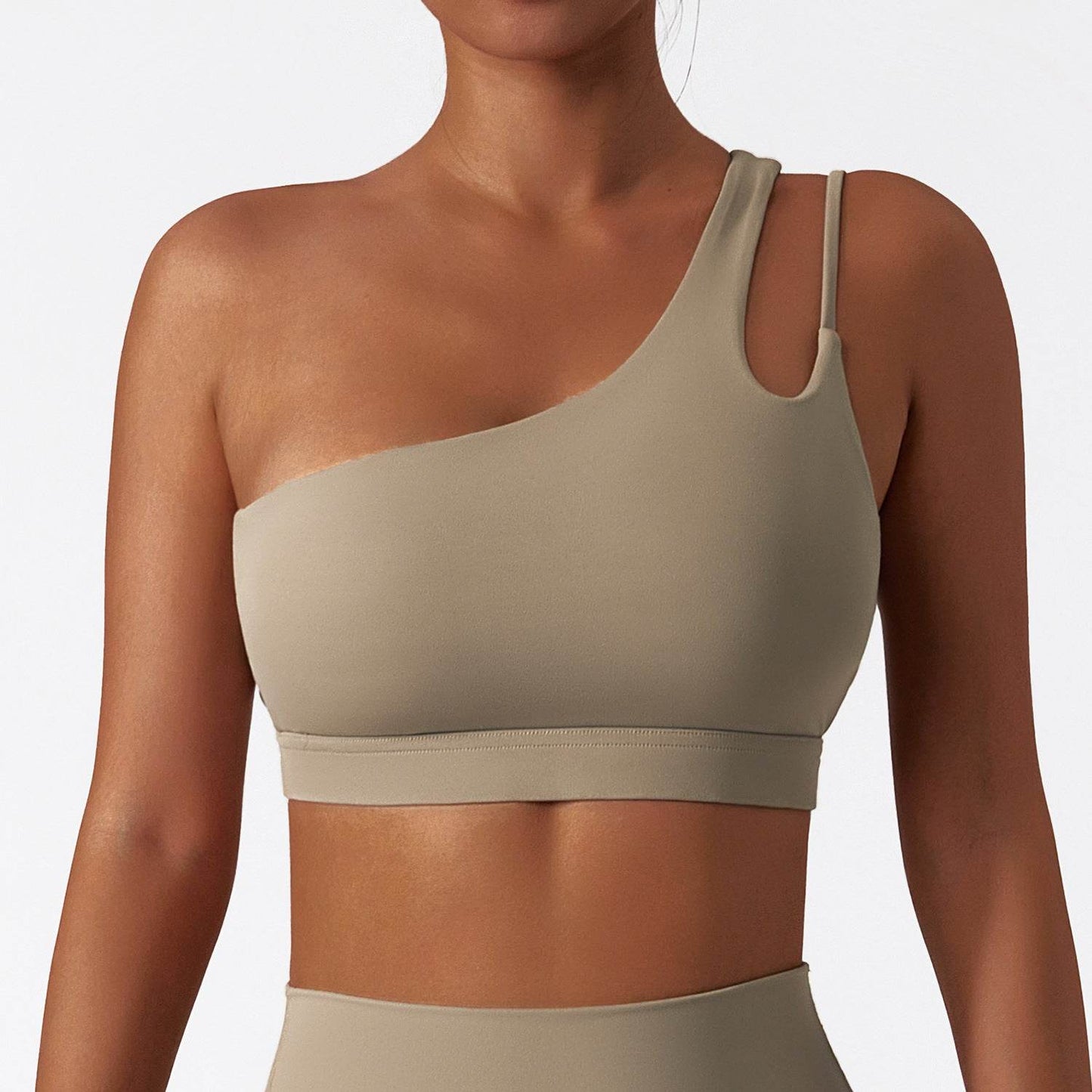 Buycenter One-Shoulder Yoga Bra - Irregular Strap, Lightweight Comfort - Buy Center
